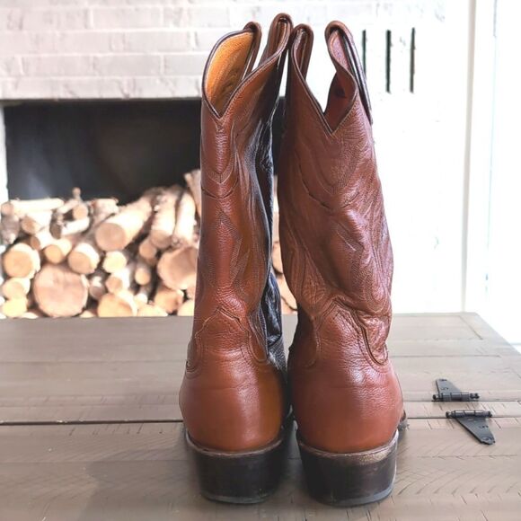 Lucchese 2000 T3097-R4 Men’s Lone Star Calf R-Toe Cowboy Boots Cognac Brown Sz … main image 10